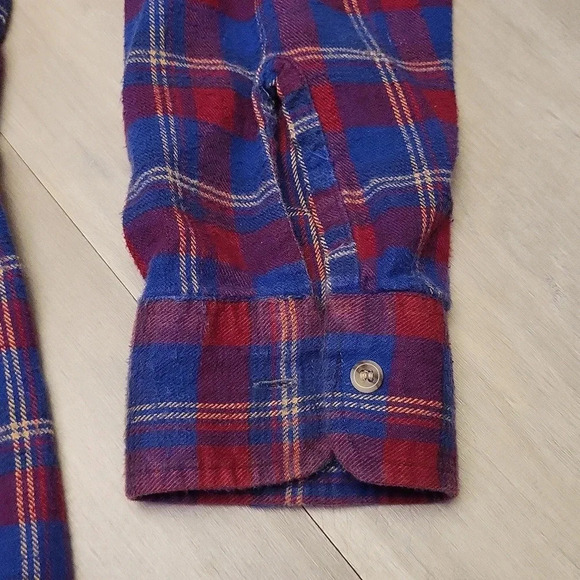Wrangler Mens Medium Vintage Blue Red Plaid Cotton Collared Button Up Casual - Picture 4 of 7